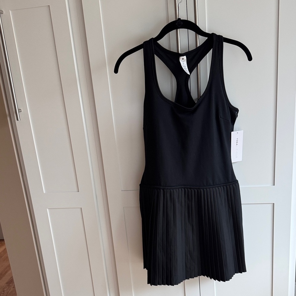 Yogalicious Black Racerback Pleated Tennis Dress